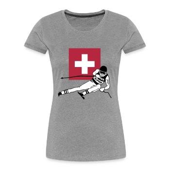 ski - alpine - apres - Schweiz - Frauen Premium Bio T-Shirt - Navy - Vorne - Mia (176cm)