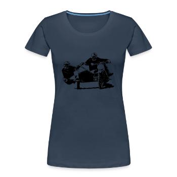 Sidecar Moto Cross - Frauen Premium Bio T-Shirt - Navy - Vorne - Mia (176cm)