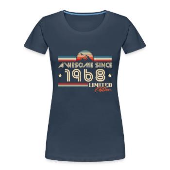 Vintage Berge Jahrgang 1968 geboren Geburtstag - Frauen Premium Bio T-Shirt - Navy - Vorne - Mia (176cm)