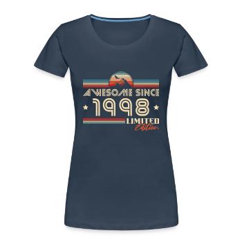 Vintage Berge Jahrgang 1998 geboren Geburtstag - Frauen Premium Bio T-Shirt - Navy - Vorne - Mia (176cm)