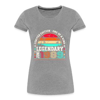 Légende Juin 1989 33ème Anniversaire Cadeau Hommes - T-shirt bio Premium Femme - bleu marine - Devant - Mia (176cm)