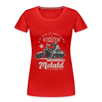 Motard le meilleur viticulteur cadeau vigneron - T-shirt bio Premium Femme - bleu marine - Devant - Mia (176cm)