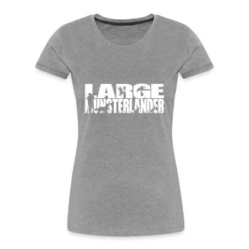 GRAND MUNSTERLANDER Chiens de chasse Chien de chasse Wilsigns - T-shirt bio Premium Femme - bleu marine - Devant - Mia (176cm)