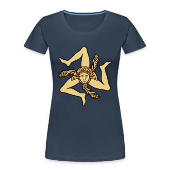 Sizilien Trinacria sizilianische Flagge Sicilia - Frauen Premium Bio T-Shirt - Navy - Vorne - Mia (176cm)