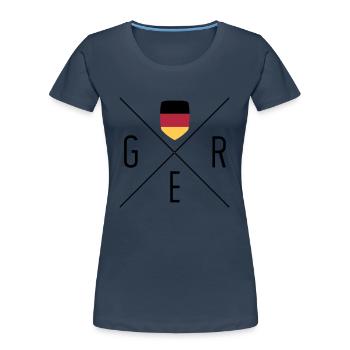 Germany Deutschland Fan Motiv - Frauen Premium Bio T-Shirt - Navy - Vorne - Mia (176cm)