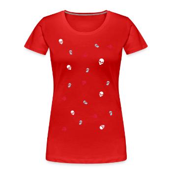 Totenkopf Muster - Skull Pattern bunt Death Metal - Frauen Premium Bio T-Shirt - Navy - Vorne - Mia (176cm)