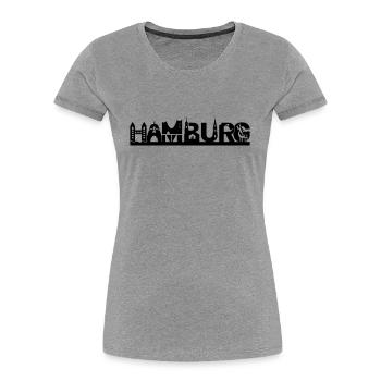 Hamburg skyline with sights - Women's Premium Organic T-Shirt - navy - Front - Mia (176cm)