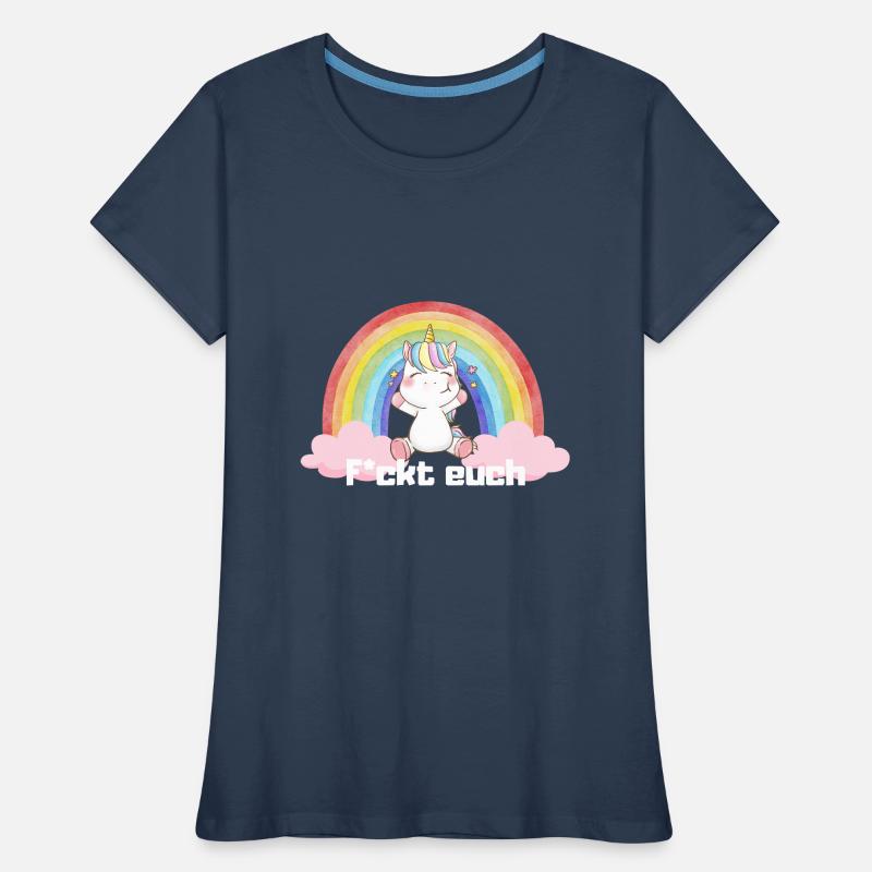 F*ckt euch Einhorn Regenbogen Süß Bunt Wolke Frauen Premium Bio T-Shirt
