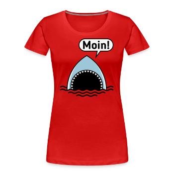 Moin! (Hai / Haifisch / Sprechblase / Comic) - Frauen Premium Bio T-Shirt - Navy - Vorne - Mia (176cm)