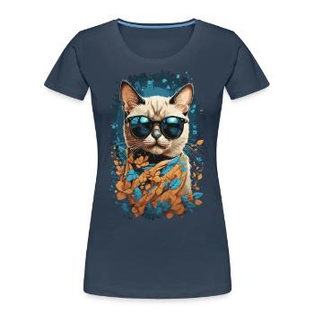 Stylish Siamese cat cat for cat fans Cats - Women's Premium Organic T-Shirt - navy - Front - Mia (176cm)