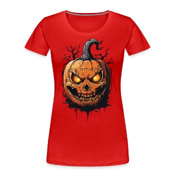 Octobre minuit effrayant Halloween citrouille - T-shirt bio Premium Femme - bleu marine - Devant - Mia (176cm)