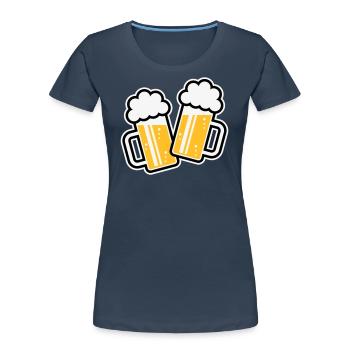 2 Bierkrüge Stoßen An, Prosit! (Bier Maßkrüge 3C) - Frauen Premium Bio T-Shirt - Navy - Vorne - Mia (176cm)
