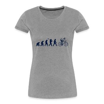 Evolution des Radsports - Frauen Premium Bio T-Shirt - Navy - Vorne - Mia (176cm)