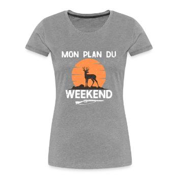 t-shirt humour chasse mon plan cadeau chasseur - T-shirt bio Premium Femme - bleu marine - Devant - Mia (176cm)
