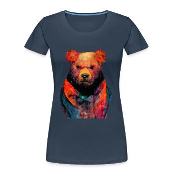 Bear Teddy #bear animal watercolor painting - Women's Premium Organic T-Shirt - navy - Front - Mia (176cm)