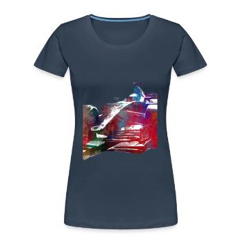 Courses #racing #sport - T-shirt bio Premium Femme - bleu marine - Devant - Mia (176cm)