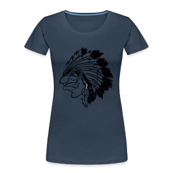 Indianerhäuptling grinst listig Cartoon einfarbig - Frauen Premium Bio T-Shirt - Navy - Vorne - Mia (176cm)