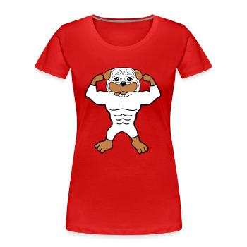 Chien Bodybuilder Muscles forts Gym Haltérophilie - T-shirt bio Premium Femme - bleu marine - Devant - Mia (176cm)