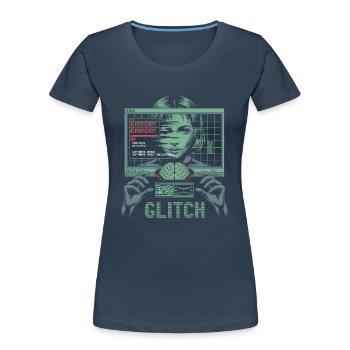 Error Glitch - T-shirt graphique futuriste - T-shirt bio Premium Femme - bleu marine - Devant - Mia (176cm)
