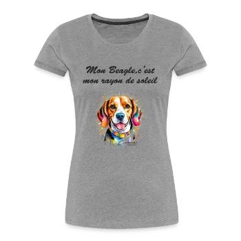 beagle rayon de soleil - T-shirt bio Premium Femme - bleu marine - Devant - Mia (176cm)