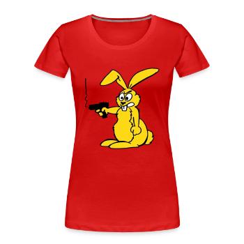 Hase mit Waffe - Frauen Premium Bio T-Shirt - Navy - Vorne - Mia (176cm)