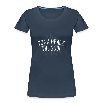 Yoga heals the soul - Women's Premium Organic T-Shirt - navy - Front - Mia (176cm)