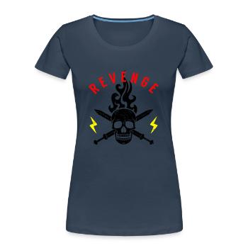 Death Head Swords Flashes Flame Revenge Rocker - Women's Premium Organic T-Shirt - navy - Front - Mia (176cm)