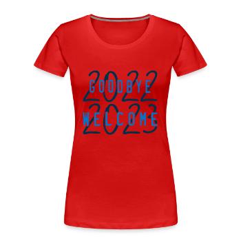 welcome 2023 - T-shirt bio Premium Femme - bleu marine - Devant - Mia (176cm)