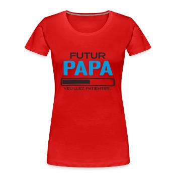 Futur papa Idée Cadeau Futur Père - T-shirt bio Premium Femme - bleu marine - Devant - Mia (176cm)