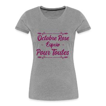 Octobre Rose Espoir Pour Toutes - T-shirt bio Premium Femme - bleu marine - Devant - Mia (176cm)