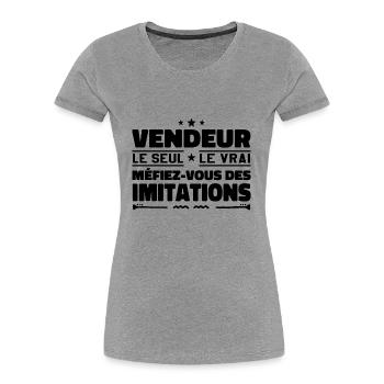 Vendeur le seul Vendeur le vrai Vendeur - T-shirt bio Premium Femme - bleu marine - Devant - Mia (176cm)