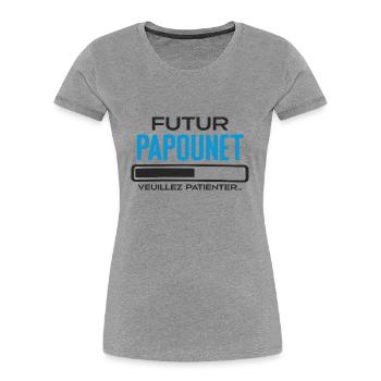 Futur Papounet Cadeau Fete des Peres Papa - T-shirt bio Premium Femme -  - Devant - Mia (176cm)
