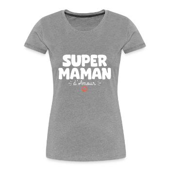 Maman drôle Fête des mères Super maman d'amour - T-shirt bio Premium Femme - bleu marine - Devant - Mia (176cm)