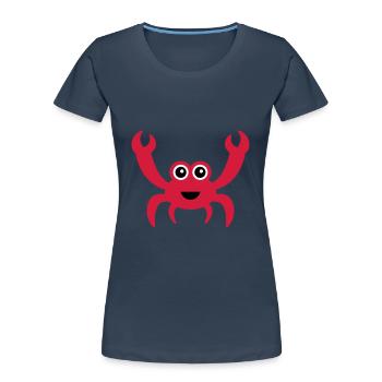 Fröhliche Krabbe mit Kulleraugen - Frauen Premium Bio T-Shirt - Navy - Vorne - Mia (176cm)