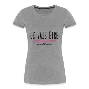 Je vais être grande sœur - T-shirt bio Premium Femme - bleu marine - Devant - Mia (176cm)