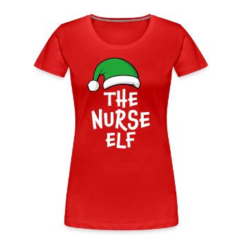 The Nurse Elf - Women's Premium Organic T-Shirt - navy - Front - Mia (176cm)