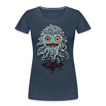 Cute tentacle monster on Halloween - Women's Premium Organic T-Shirt - navy - Front - Mia (176cm)