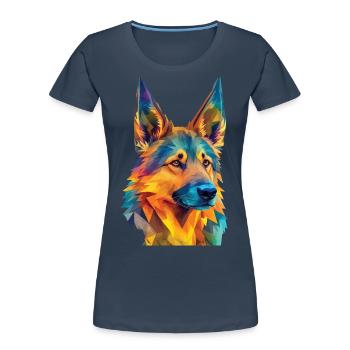 Geometric German Shepherd Dog Art - Women's Premium Organic T-Shirt - navy - Front - Mia (176cm)
