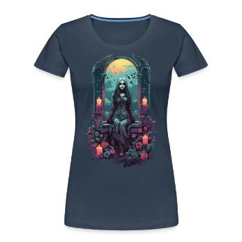 Occult Gothic Witch Magical Gloomy Halloween - Women's Premium Organic T-Shirt - navy - Front - Mia (176cm)