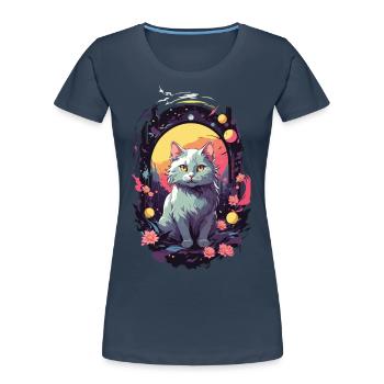 Gothic Cat Mystical Cat Lover Design - Women's Premium Organic T-Shirt - navy - Front - Mia (176cm)