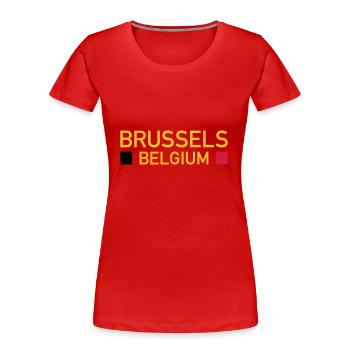 Brussels, Belgium (two squares) - Women's Premium Organic T-Shirt - navy - Front - Mia (176cm)