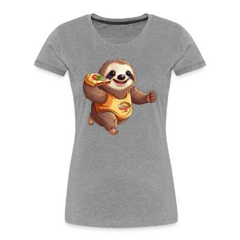 Sloth Marathon Runner, Pizza and Burgers, Fast - Women's Premium Organic T-Shirt - navy - Front - Mia (176cm)