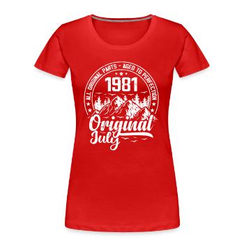 juillet 1981 Original:43 Ans Cadeau d'Anniversaire - T-shirt bio Premium Femme - bleu marine - Devant - Mia (176cm)