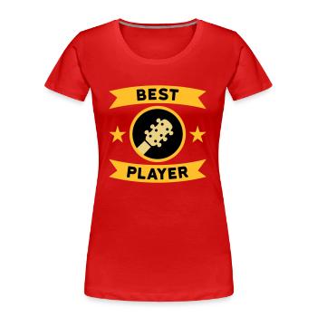 Best guitar player (guitar, circle, banner) - Women's Premium Organic T-Shirt - navy - Front - Mia (176cm)