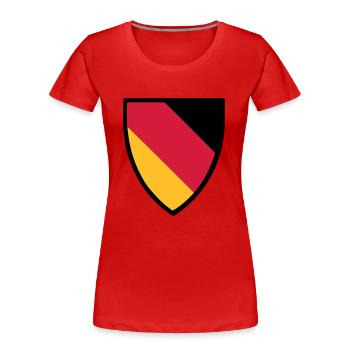 Wappen schräg - dreifarbig - Frauen Premium Bio T-Shirt - Navy - Vorne - Mia (176cm)