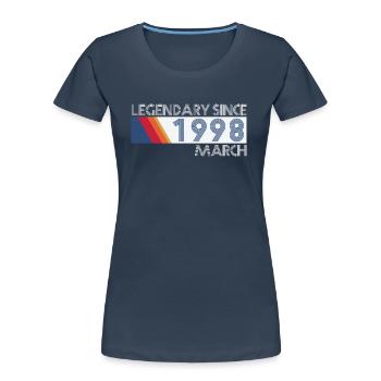 Retro SiFi Legendary since March 1998 - Birthday - Women's Premium Organic T-Shirt - navy - Front - Mia (176cm)