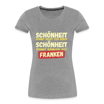 Schönheit kommt aus Franken - Frauen Premium Bio T-Shirt - Navy - Vorne - Mia (176cm)