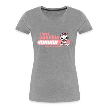 annonce grossesse - c'est une fille - T-shirt bio Premium Femme - bleu marine - Devant - Mia (176cm)