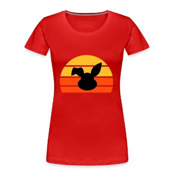 Hasenkopf mit abgeknicktem Ohr vor einer Halbsonne - Frauen Premium Bio T-Shirt - Navy - Vorne - Mia (176cm)