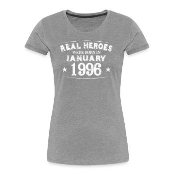 Real Heroes were born in Januar 1996 Geburtstag - Frauen Premium Bio T-Shirt - Navy - Vorne - Mia (176cm)